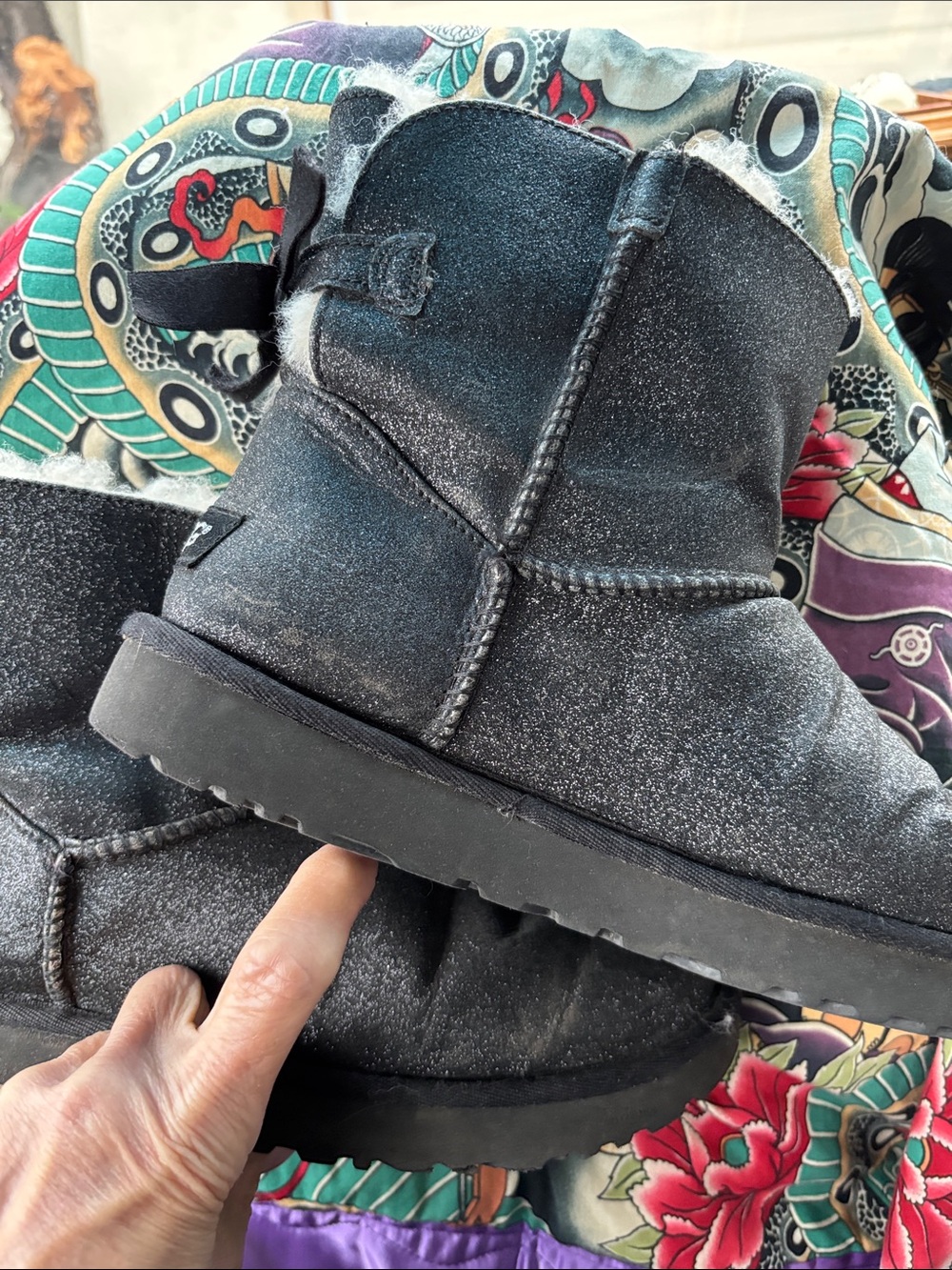 UGG Black Glitter Short Classic Boot